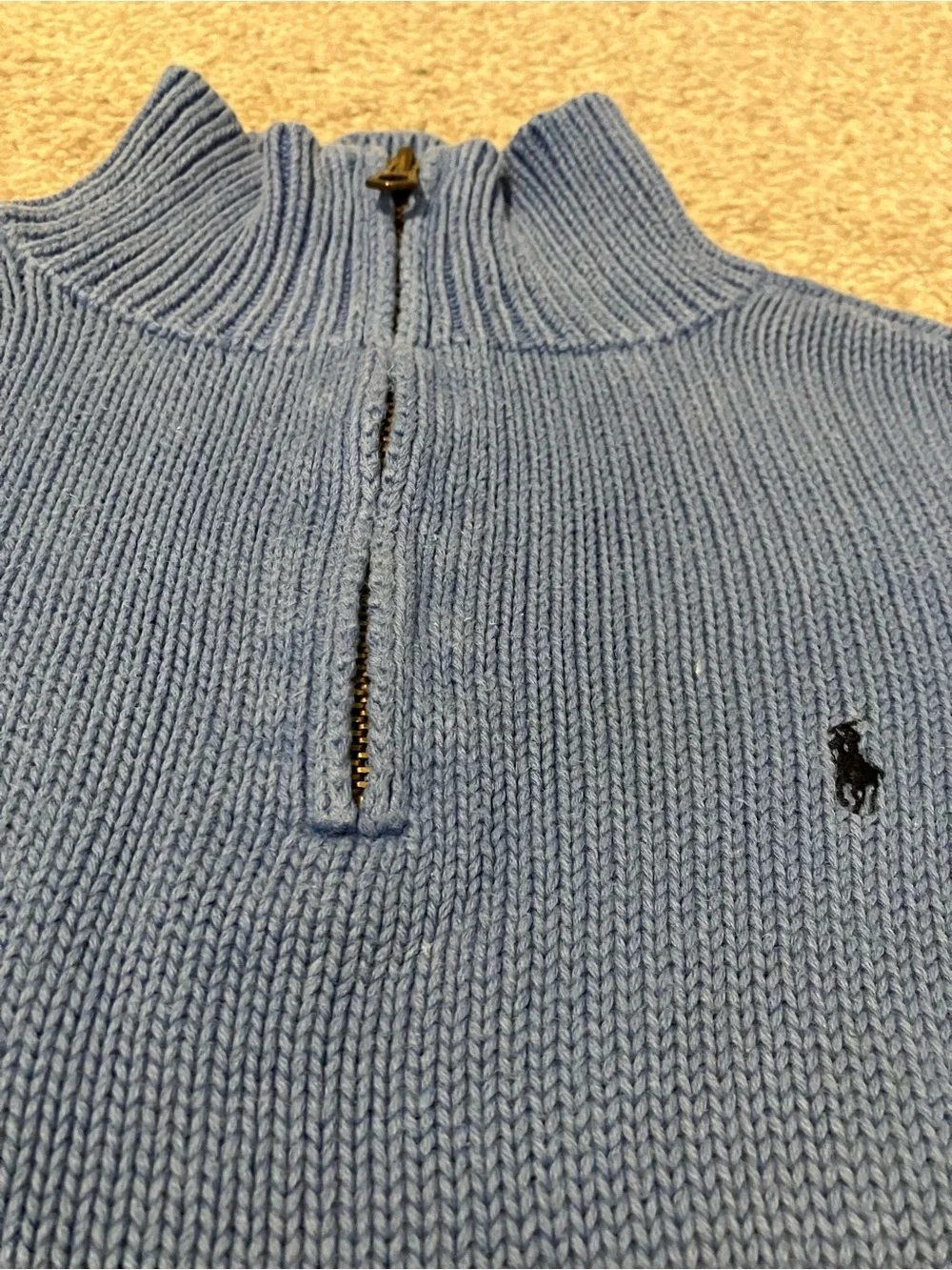 Ralph Lauren Kids Light Blue Half-Zip Knit Sweater